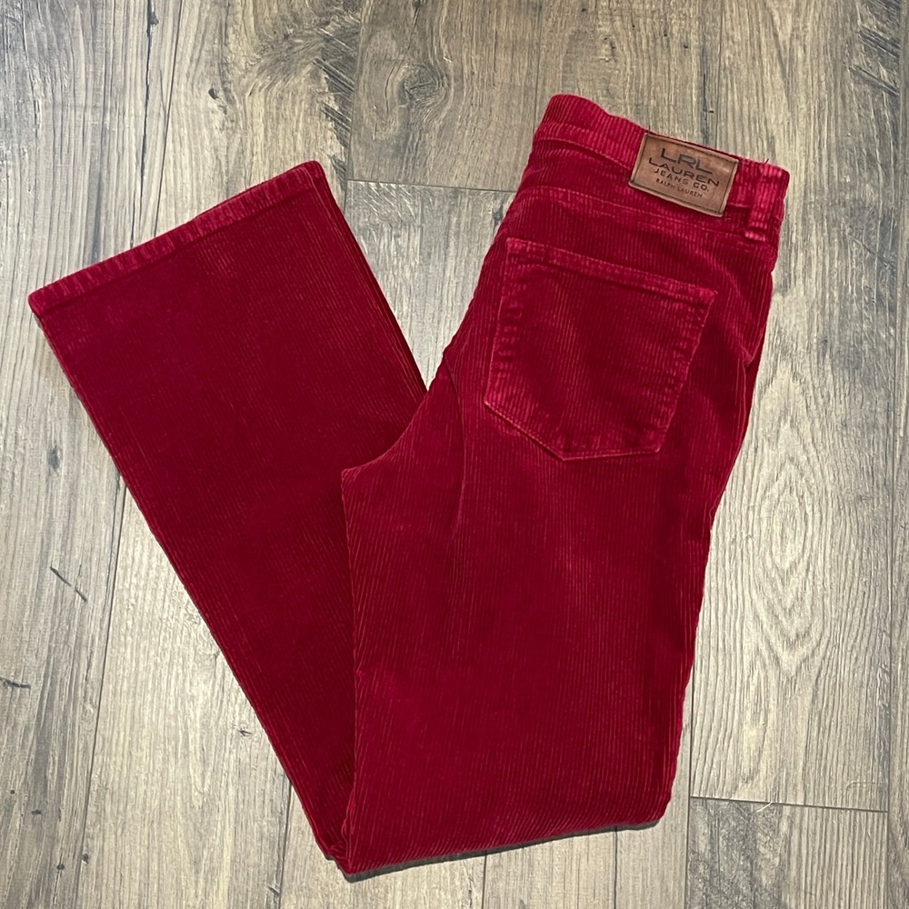Lauren Ralph Lauren Womens Red Corduroy Classic Bootcut Pants Size 4 LRL